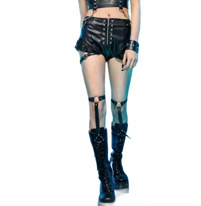 Western F.a.s.h.i.o.n Motorcycle Rider Waist Chain Vest In Black In Black