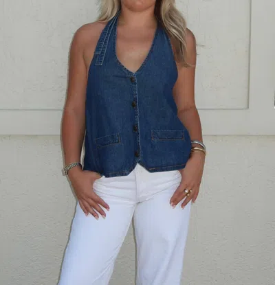 Olivaceous Ryder Denim Top In Dark Denim In Blue