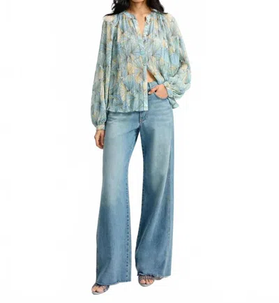 Veronica Beard Fennel Pleated Blouse In Powder Blue Multi In Multi