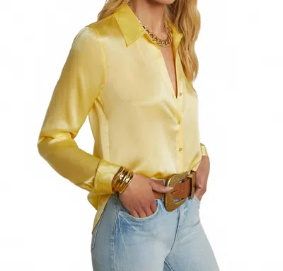 L'agence Tyler Long-sleeve Silk Blouse In Pale Yellow In Yellow