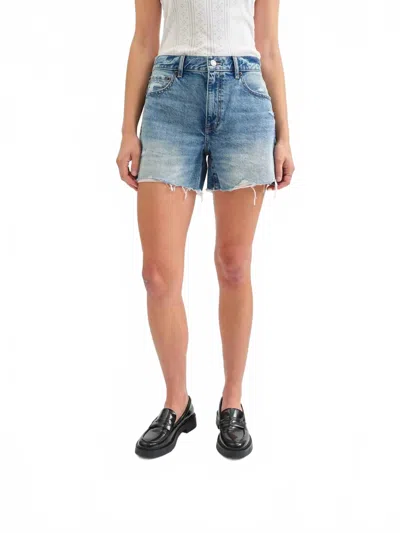 Daze Crossroads Mid-rise Jean Short In Instinct Vintage In Blue