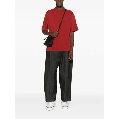 Stay Human On Earth Fabric T Shirts In Red
