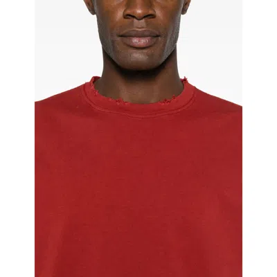 Stay Human On Earth Fabric T Shirts In Red
