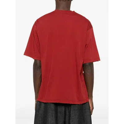 Stay Human On Earth Fabric T Shirts In Red