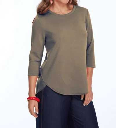 Lior Zofi Top - 3/4 Ponte Knit Pullover In Taupe In Gray