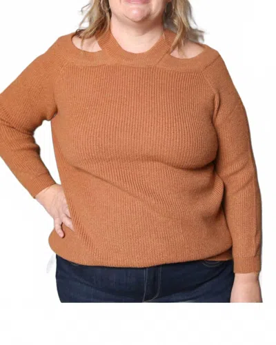 Amoli Peek Sweater In Camel In Brown
