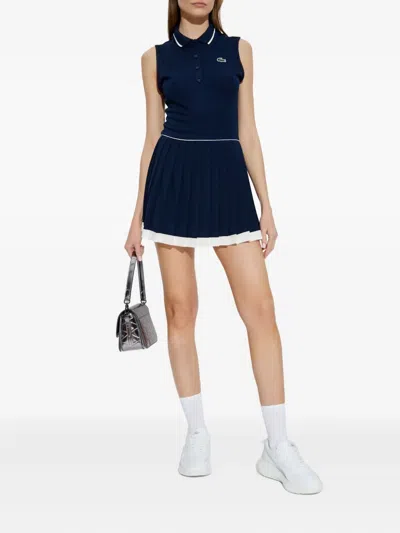 Lacoste Logo-embroidery Sleeveless Mini Dress In Blue