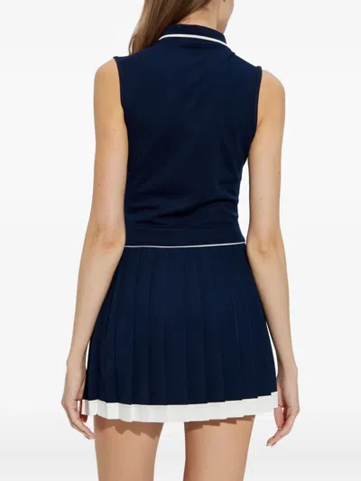 Lacoste Logo-embroidery Sleeveless Mini Dress In Blue