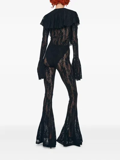 Norma Kamali Ruffled Lace Top In Black