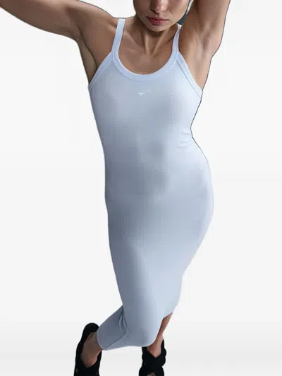 Nike Ribbed Midi Dress In Blue