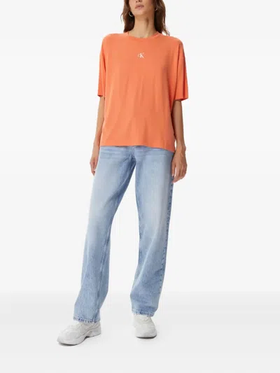 Calvin Klein Logo T-shirt In Orange