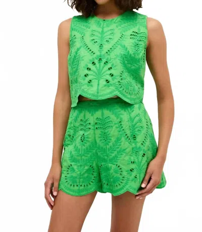 Marie Oliver Davis Floral Embroidery Top In Emerald Green In Green