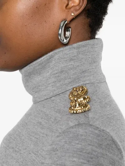 Balmain High-neck Bodycon Short Dress In Gray