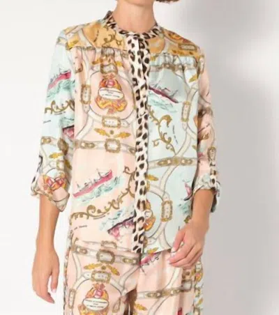La Prestic Ouiston Jeanne Mix Button-down Shirt In Attachment Rose Multi In Multi