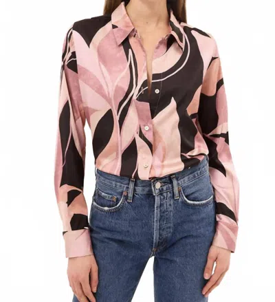 Misa Celine Top In Moody Abstract Floral Satin In Pink