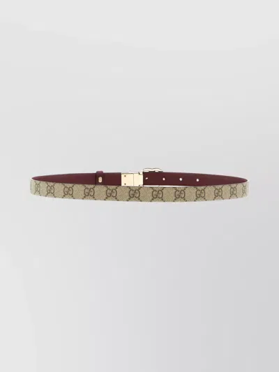 Gucci Reversible Belt Featuring Monogram Pattern In Gray