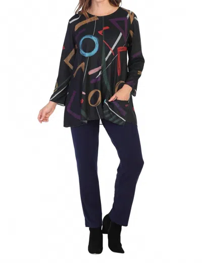 Jess & Jane Highlight French Brushed Knit Top In Black Multi In Black