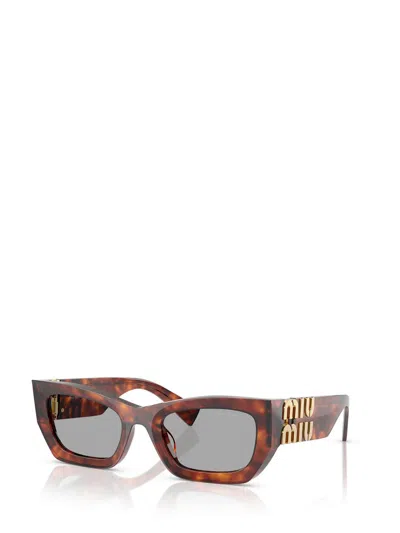 Miu Miu Tortoiseshell-effect Rectangle Sunglasses In Brown