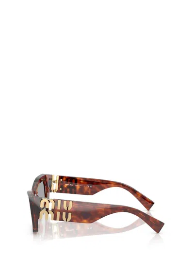 Miu Miu Tortoiseshell-effect Rectangle Sunglasses In Brown