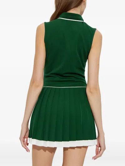 Lacoste Pleated Mini Dress In Green