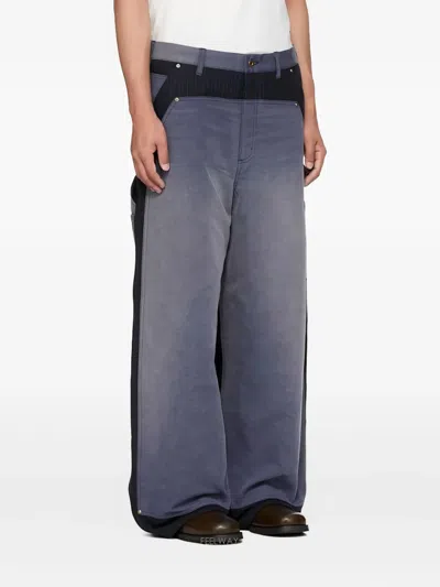 Khoki Pinstripe Panelled Trousers In Blue