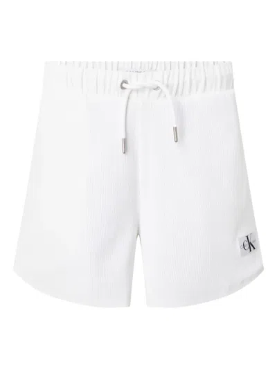 Calvin Klein Logo-patch Shorts In White
