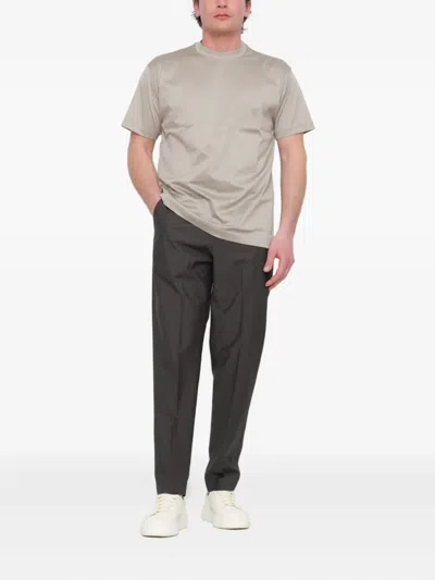 Low Brand Belted Trousers In Gray