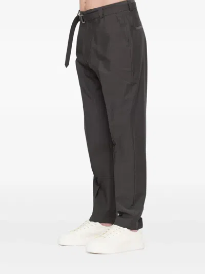 Low Brand Belted Trousers In Gray