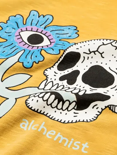 Alchemist Floral Skull T-shirt In Yellow