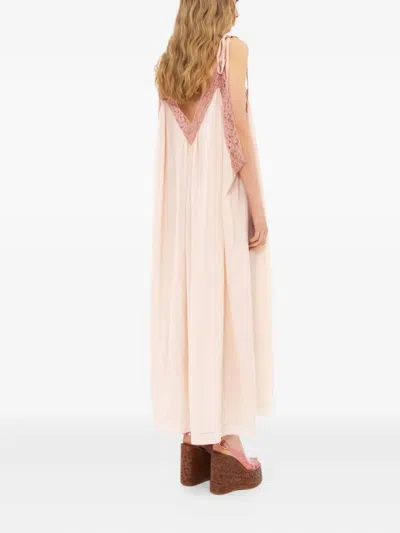 Chloé Silk Lace Floor-length Sleeveless Dress In Pink