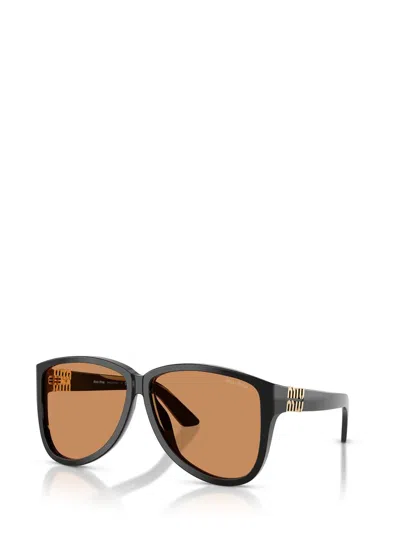 Miu Miu Logo Geometric Sunglasses In Brown