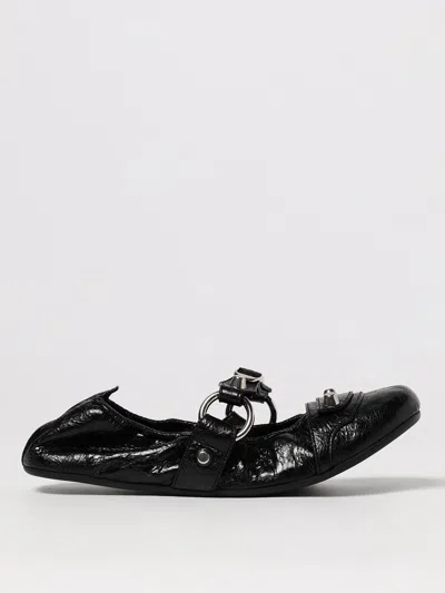 Balenciaga City Black Ballet Flats In Arena Lambskin Leather
