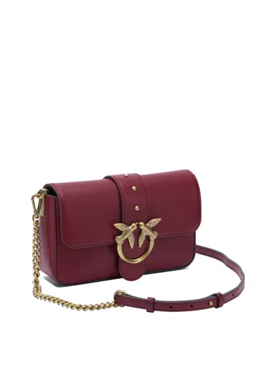 Pinko Mini Love Slouchy Small Shoulder Bag In Burgundy