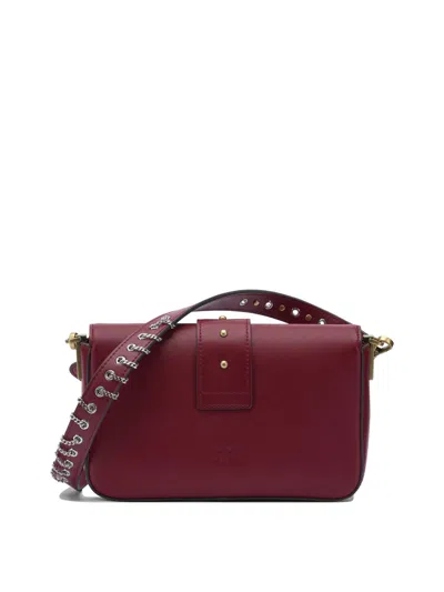 Pinko Mini Love Slouchy Small Shoulder Bag In Burgundy