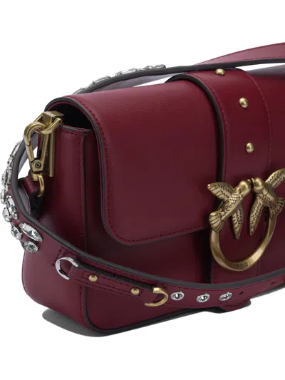 Pinko Mini Love Slouchy Small Shoulder Bag In Burgundy