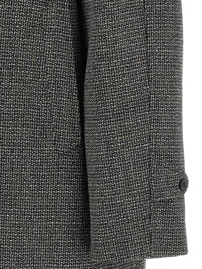 Maison Margiela Single-breasted Black/white Wool Blend Coat In Multi
