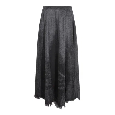 Diesel Full Skirt In Lasered Cotton-hemp Denim In Black