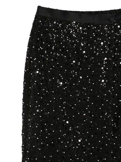 Emporio Armani Midi Skirt With Back Slit And Sequins In Black