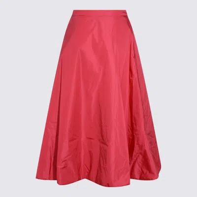 Add Nylon Bright Super Nova Long Skirt In Red