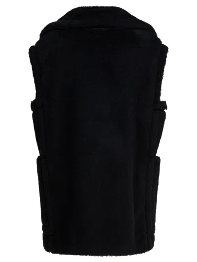Max Mara Bormida Double-breasted Teddy Vest In Black