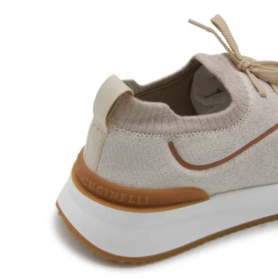 Brunello Cucinelli Men Beige Techno Cotton Knit Runners In Multi