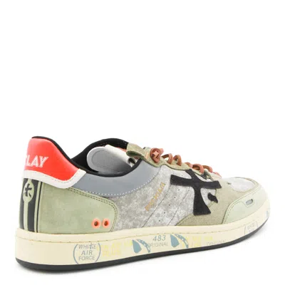 Premiata Suede Sneakers With Perforated Design And Contrast Tab In Multi