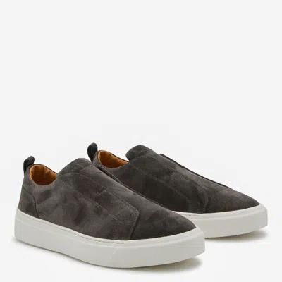 Kiton Suede Low Top Sneakers With Pull Tab In Brown