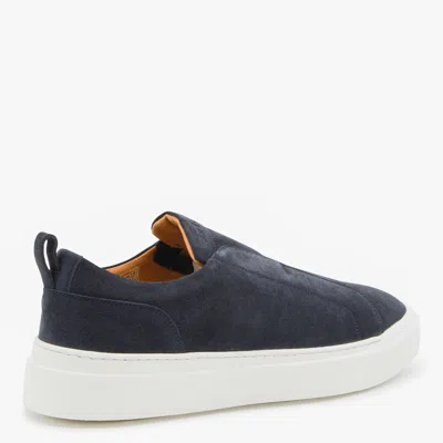 Kiton Casual Low Top Sneakers With Contrast Sole In Blue