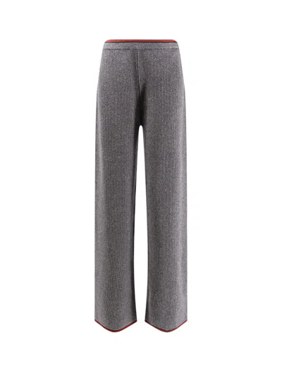 Gucci Womens Dusty Dark Grey Mc Ribbed Straight-leg Wool Knit Trousers In Gray