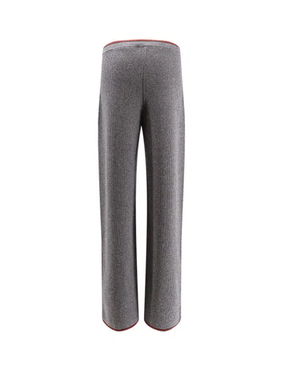 Gucci Womens Dusty Dark Grey Mc Ribbed Straight-leg Wool Knit Trousers In Gray