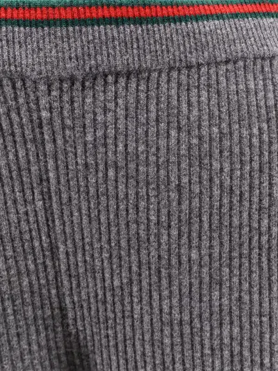Gucci Womens Dusty Dark Grey Mc Ribbed Straight-leg Wool Knit Trousers In Gray