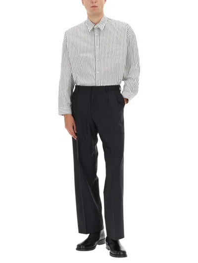 Sunflower Vertical Striped Charcoal Shirt With Classic Collar And Buttoned Cuffs In Neutral