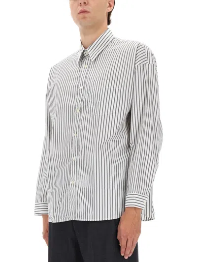 Sunflower Vertical Striped Charcoal Shirt With Classic Collar And Buttoned Cuffs In Neutral