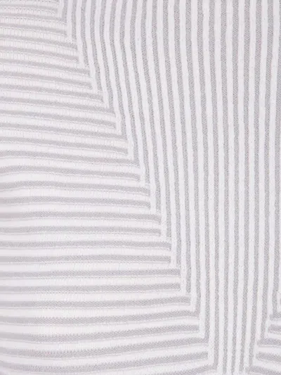 Emporio Armani Fitted Striped Long Sleeve Knit Top In Gray